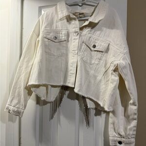 Savanna Jane Denim Jacket with Fringe M new